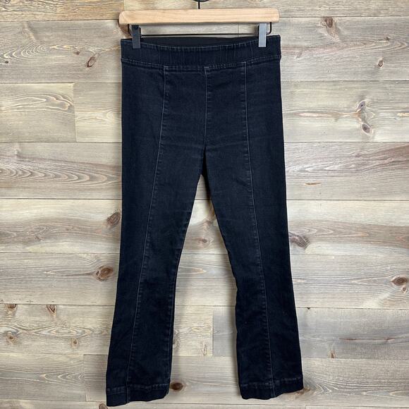 Helmut Lang Pull On Black Cropped Flare Jeans - Picture 1 of 7